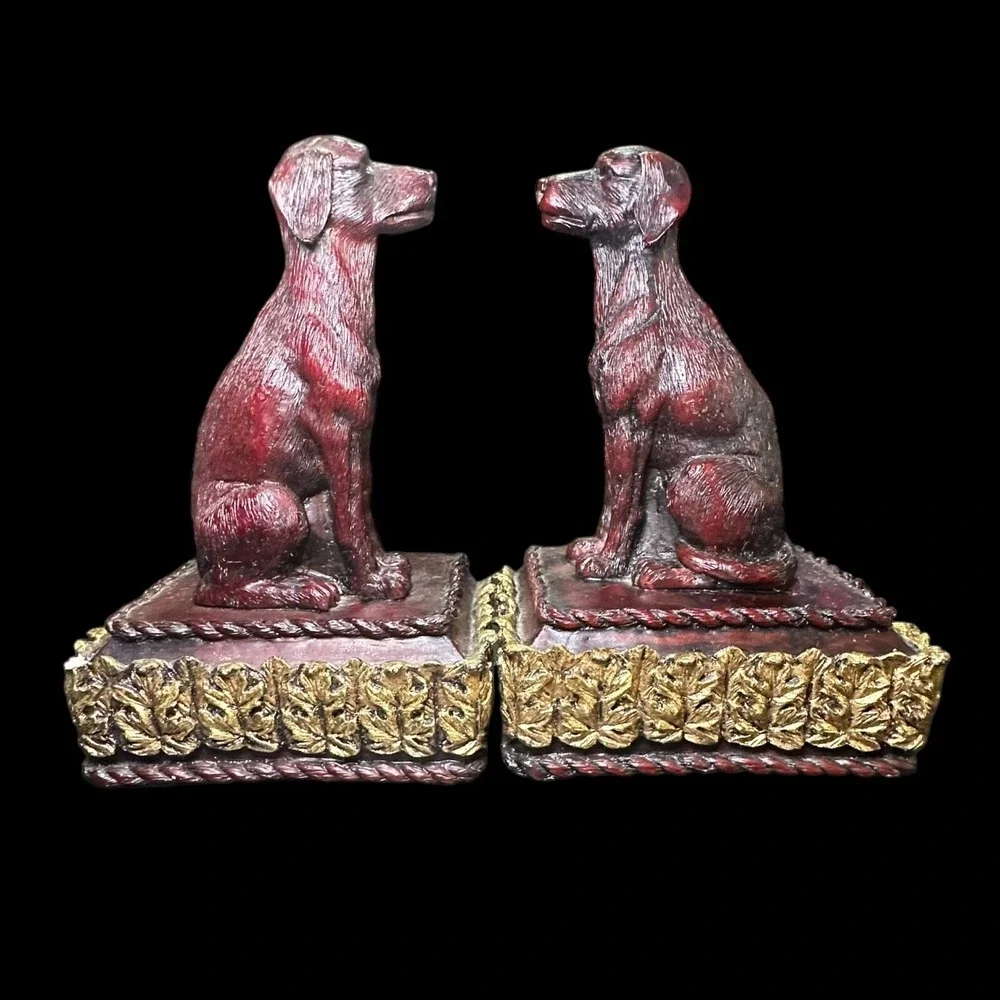 Retriever Book Ends Carved Pair 